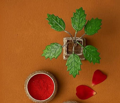 German Silver Plated Tulsi Plant Decorative Showpiece (4inche)